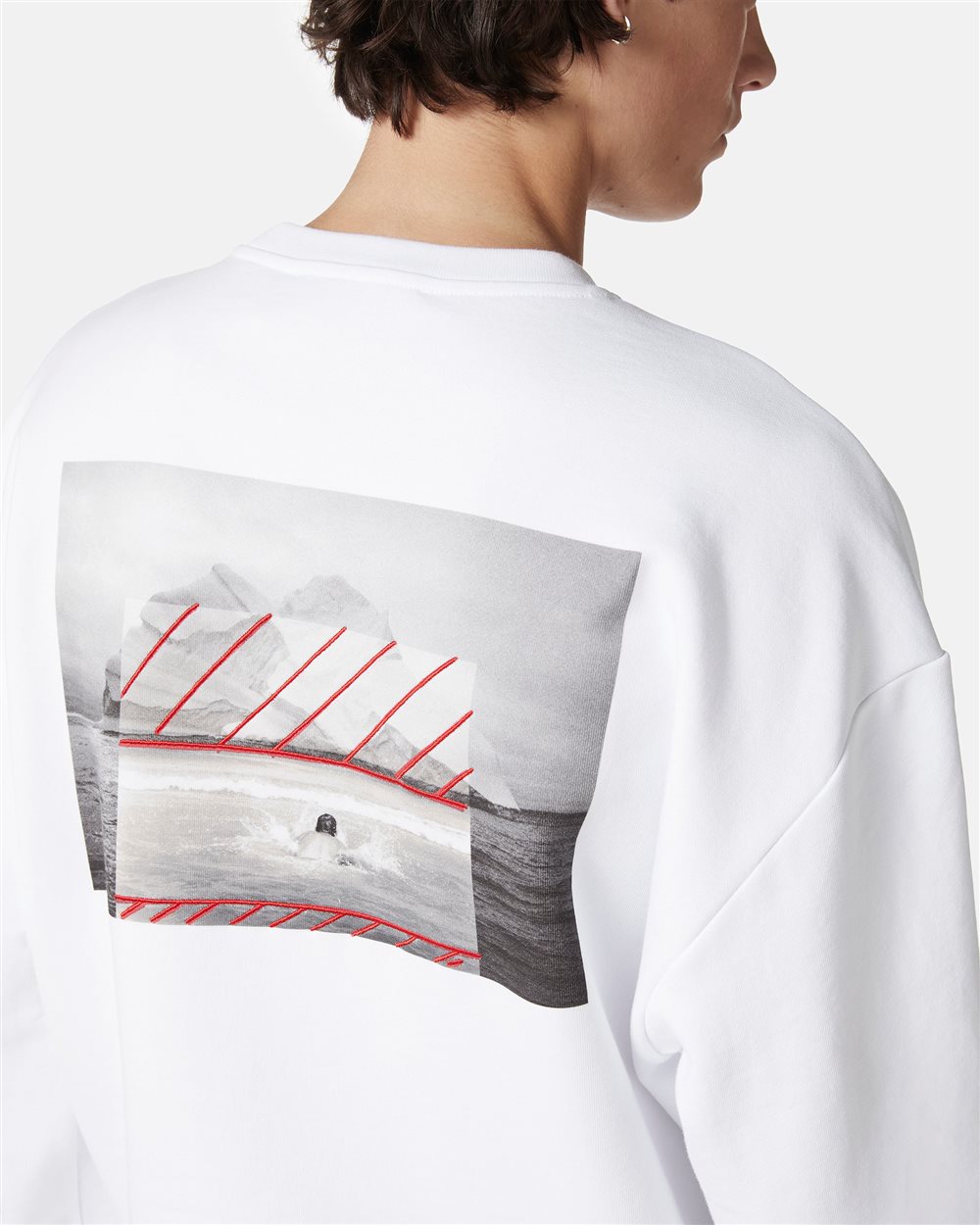 Regular fit white crewneck sweatshirt in cotton fleece fabric - Iceberg - Official Website