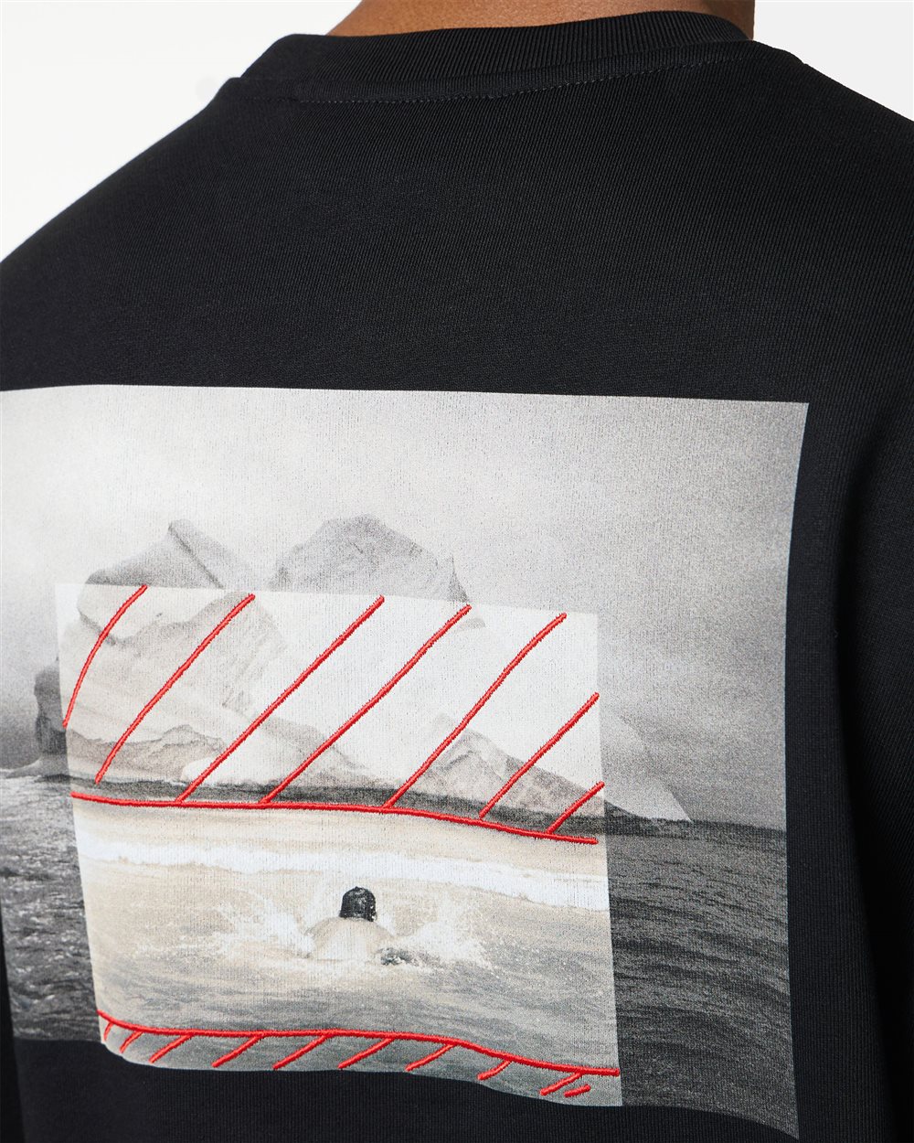 Regular fit black crew neck sweatshirt in cotton fleece - Iceberg - Official Website
