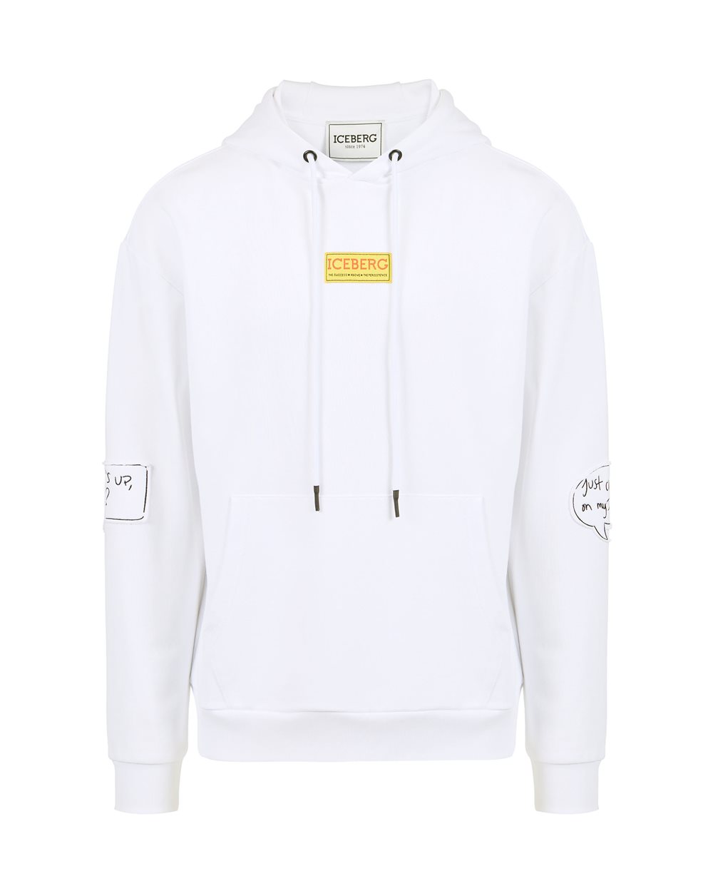 Regular fit optical white hoodie with Looney Tunes print and logo label - Iceberg - Official Website