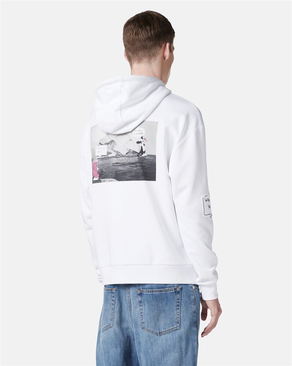 Felpa hoodie color bianco ottico regular fit con stampa Looney Tunes e label logo - Iceberg - Official Website