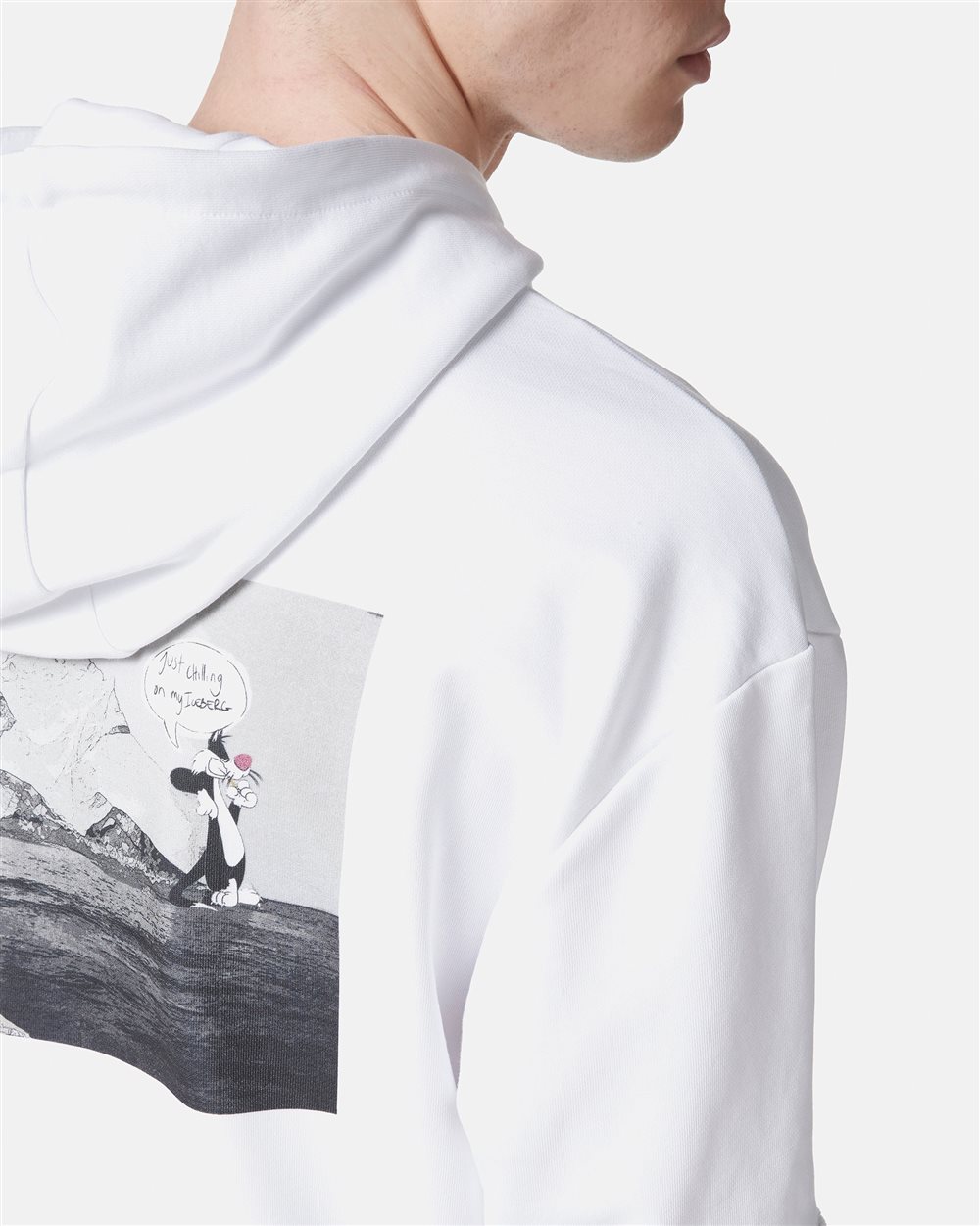 Felpa hoodie color bianco ottico regular fit con stampa Looney Tunes e label logo - Iceberg - Official Website