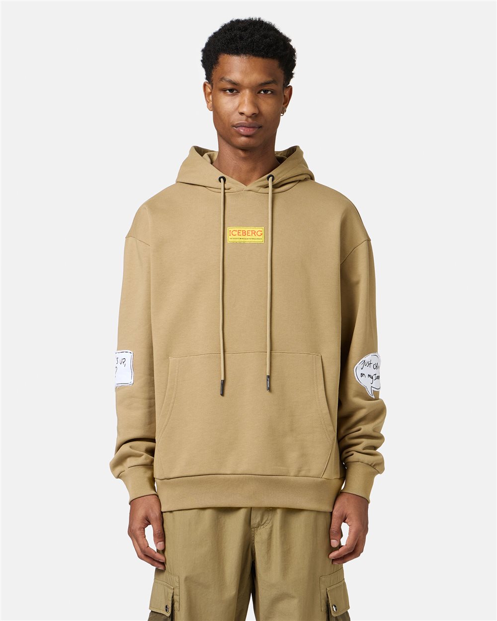 Regular fit mu-colored hoodie with Looney Tunes print and logo label - Iceberg - Official Website