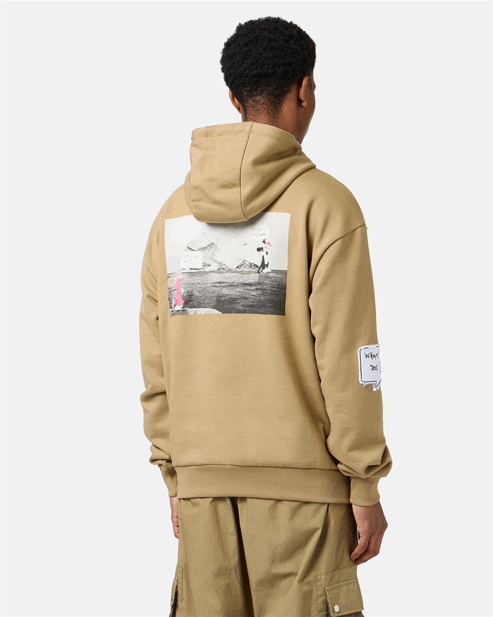 Regular fit mu-colored hoodie with Looney Tunes print and logo label - Iceberg - Official Website