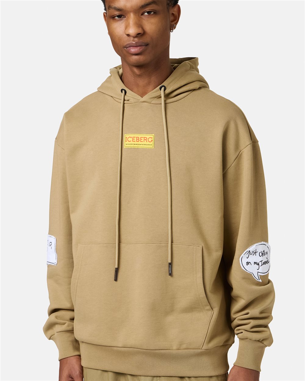 Regular fit mu-colored hoodie with Looney Tunes print and logo label - Iceberg - Official Website