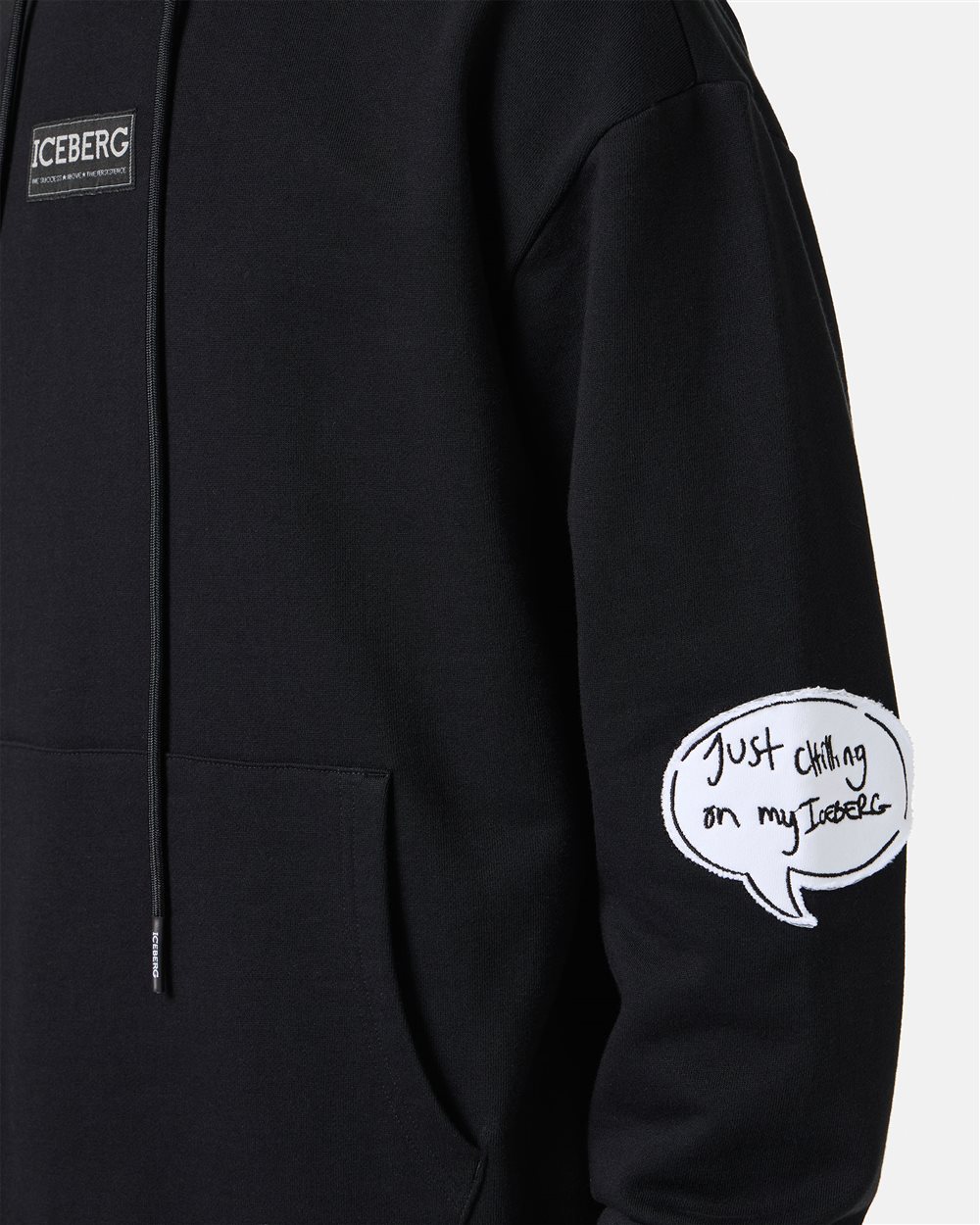 Black egular fit hoodie with Looney Tunes print and logo label - Iceberg - Official Website