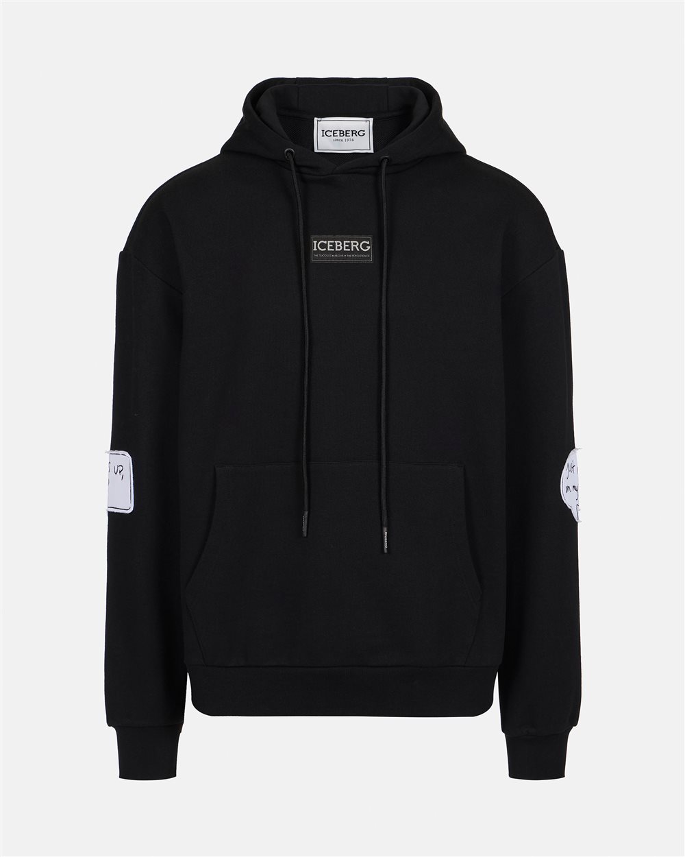 Black egular fit hoodie with Looney Tunes print and logo label - Iceberg - Official Website