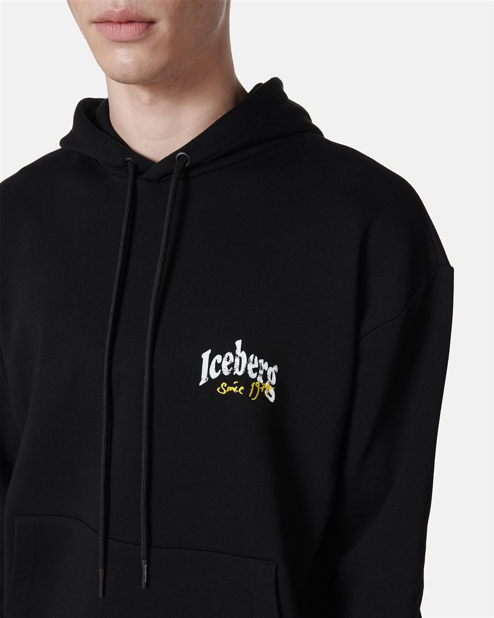 Regular fit black cotton hoodie - Iceberg - Official Website