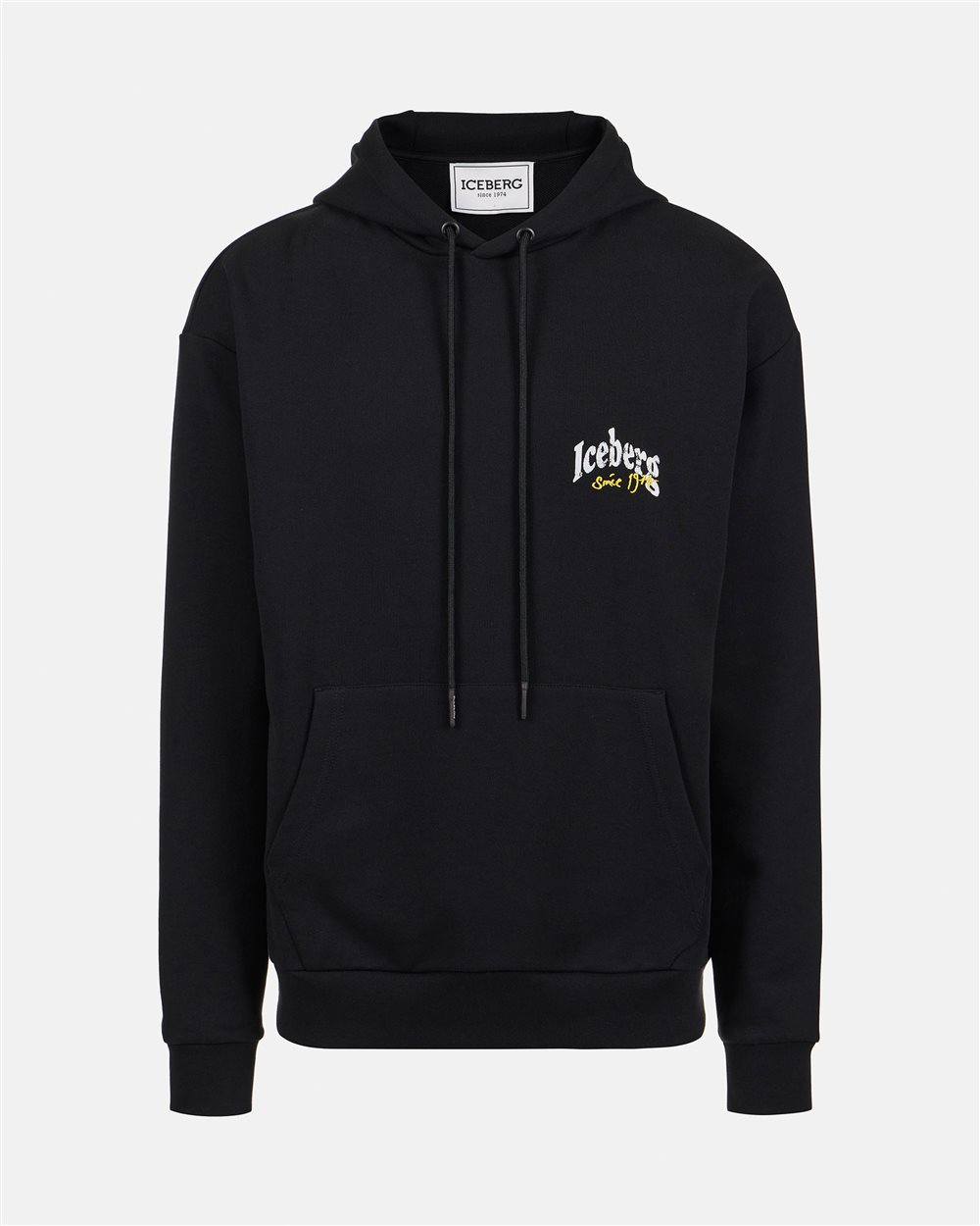 Regular fit black cotton hoodie - Iceberg - Official Website