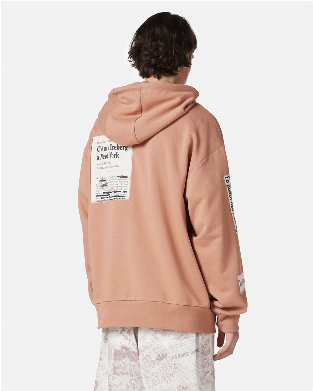 Relaxed fit cotton hoodie in terracotta - Iceberg - Official Website