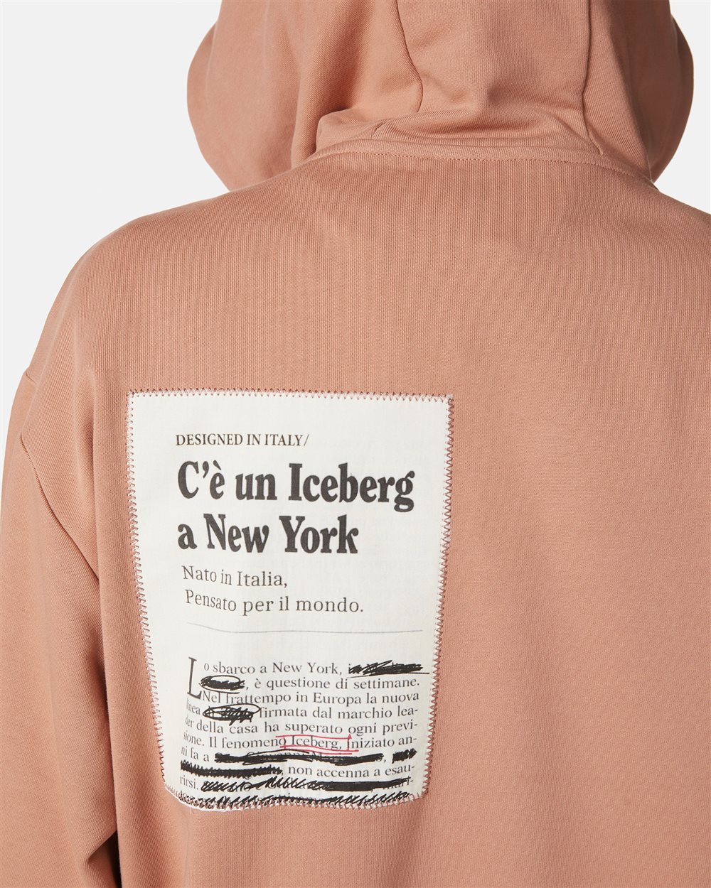 Relaxed fit cotton hoodie in terracotta - Iceberg - Official Website