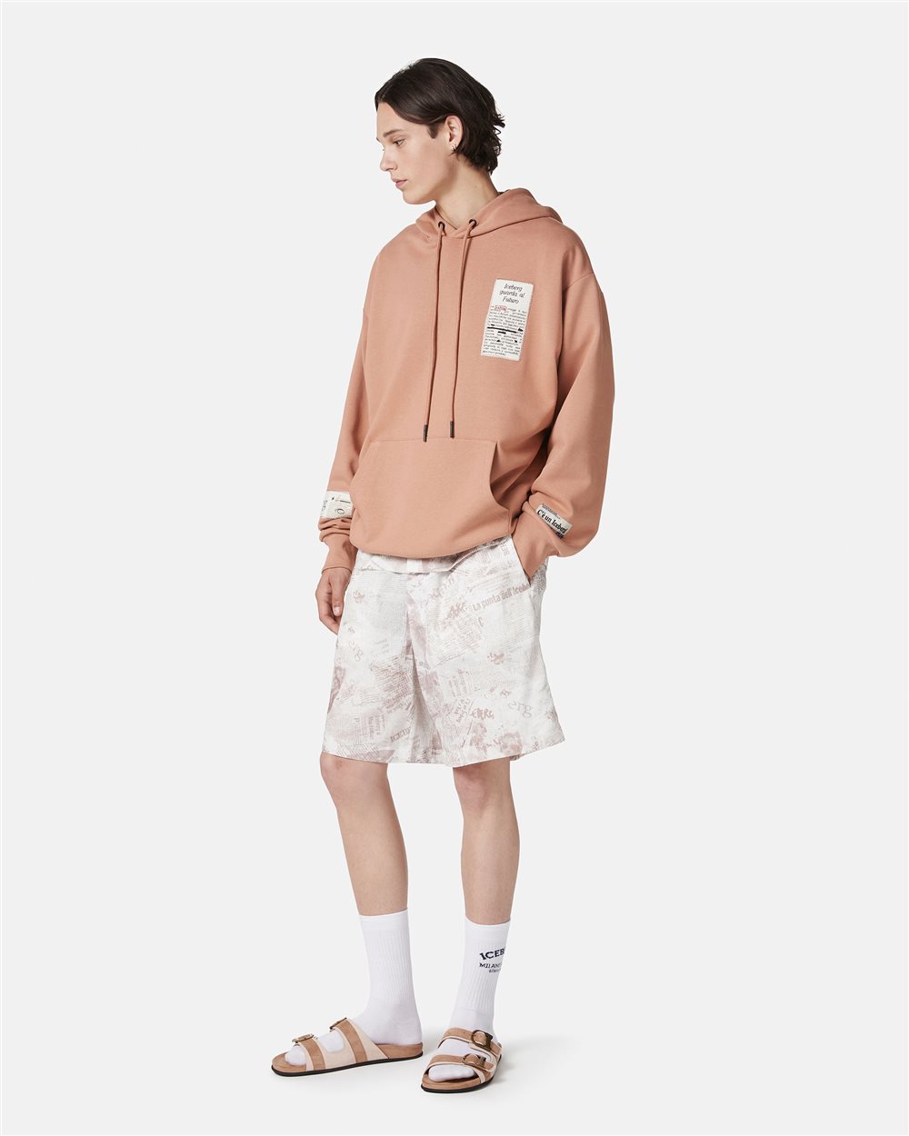Relaxed fit cotton hoodie in terracotta - Iceberg - Official Website