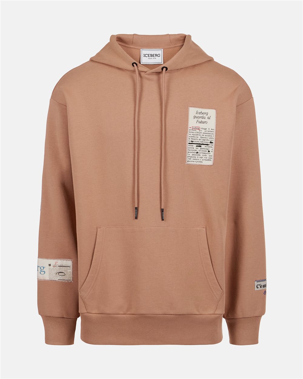 Relaxed fit cotton hoodie in terracotta - Iceberg - Official Website