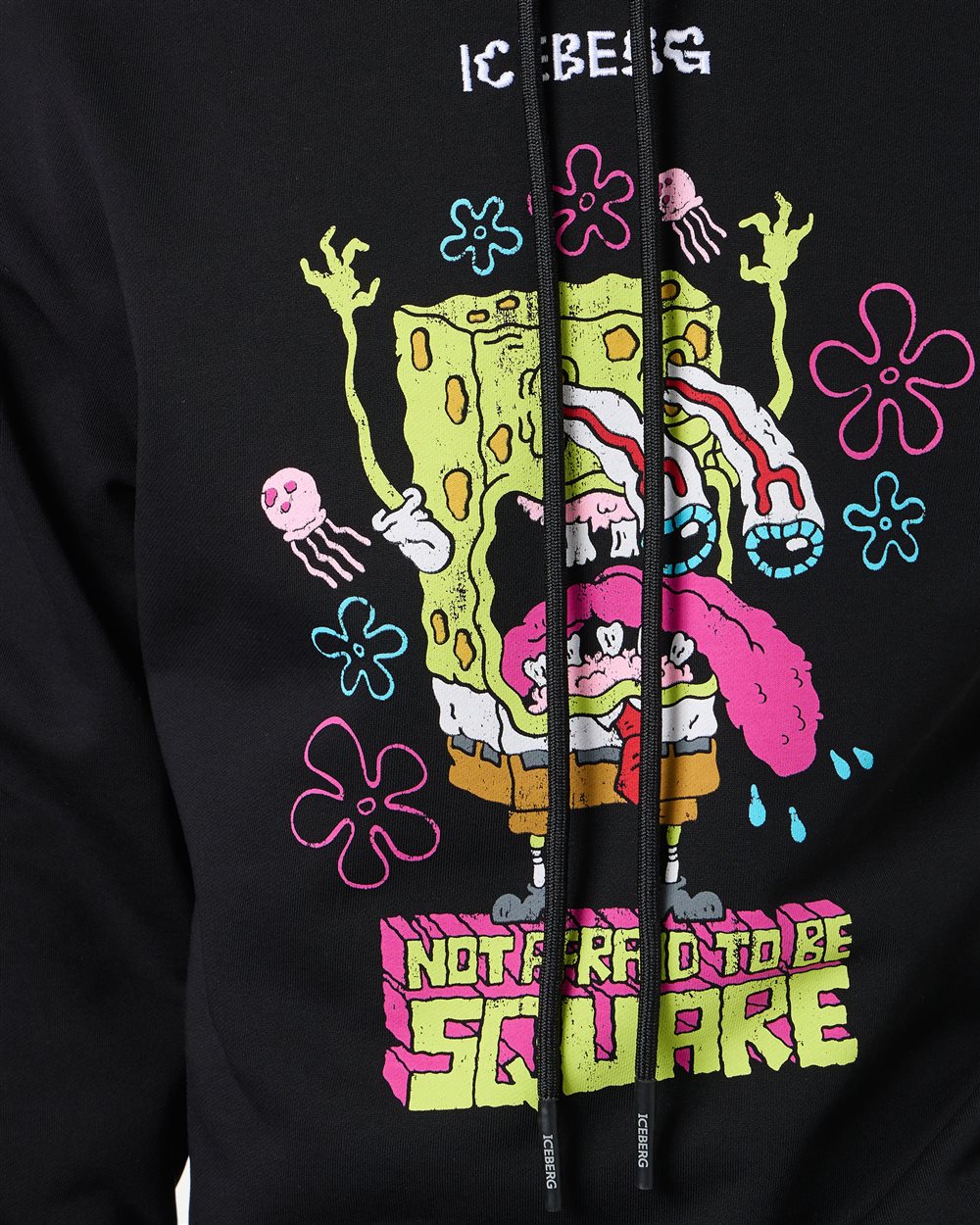 Regular black fit hoodie with SpongeBob print and logo embroidery - Iceberg - Official Website