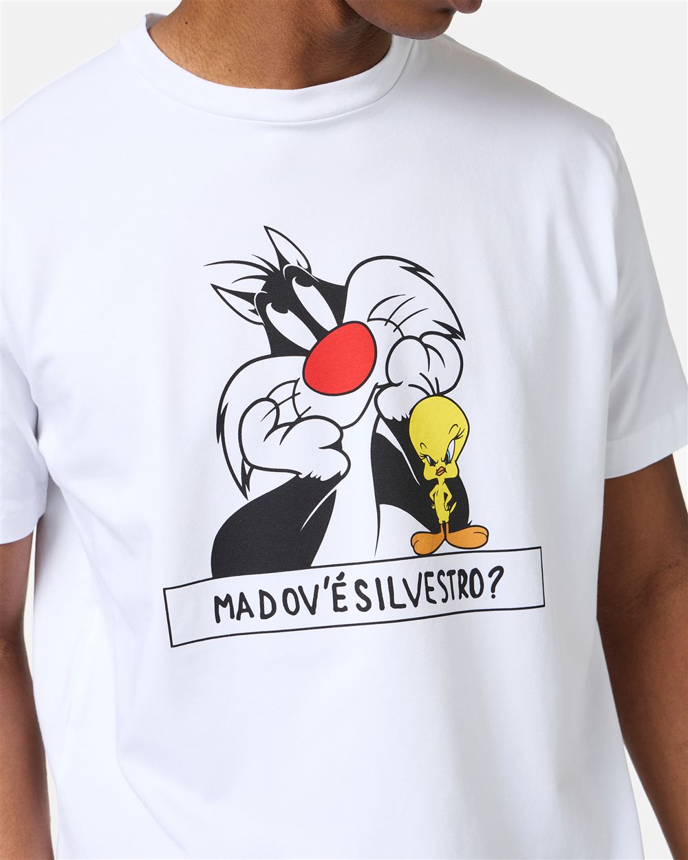 White sustainable cotton T-shirt with Looney Tunes print - Iceberg - Official Website