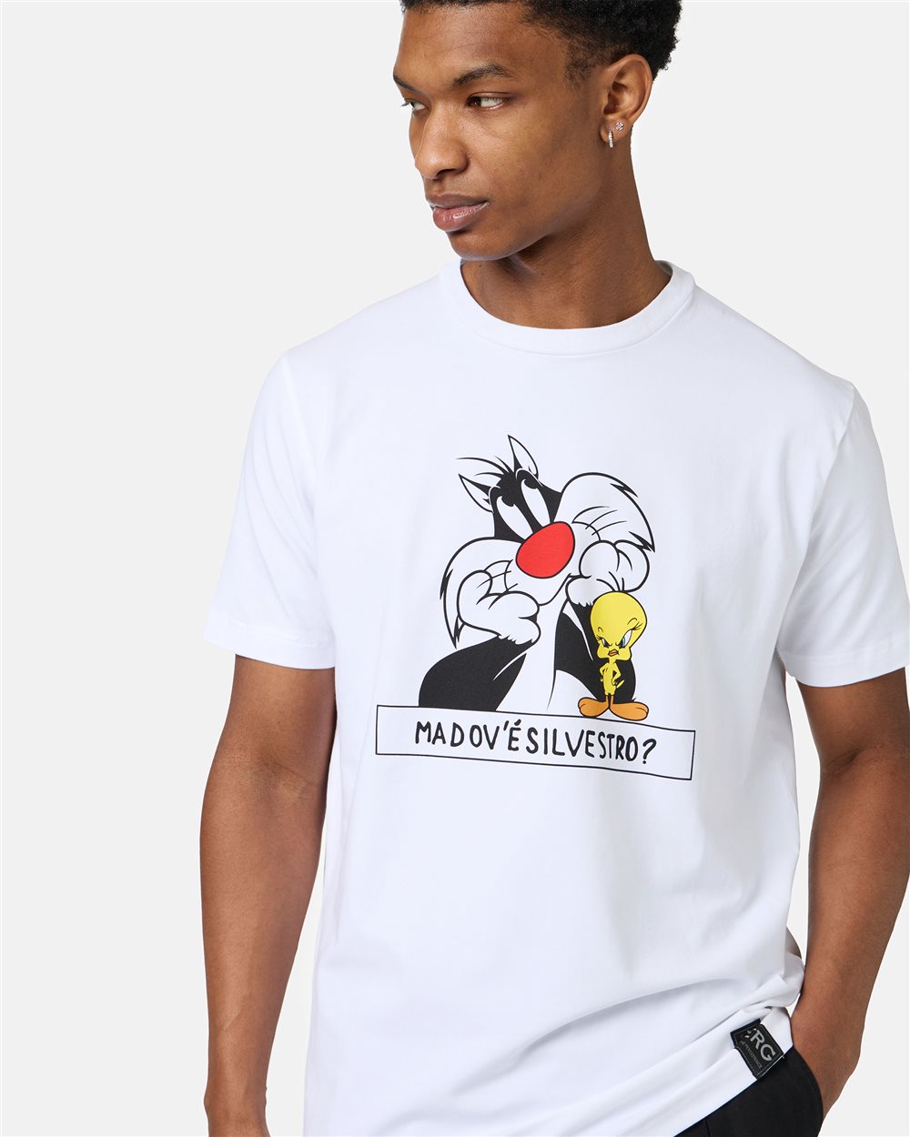 White sustainable cotton T-shirt with Looney Tunes print - Iceberg - Official Website