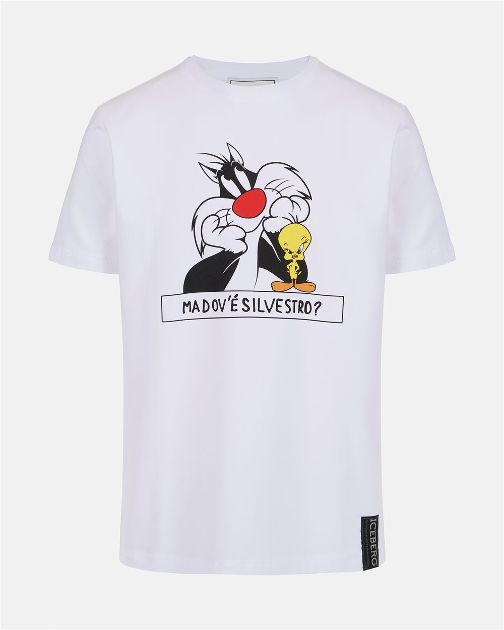 White sustainable cotton T-shirt with Looney Tunes print - Iceberg - Official Website