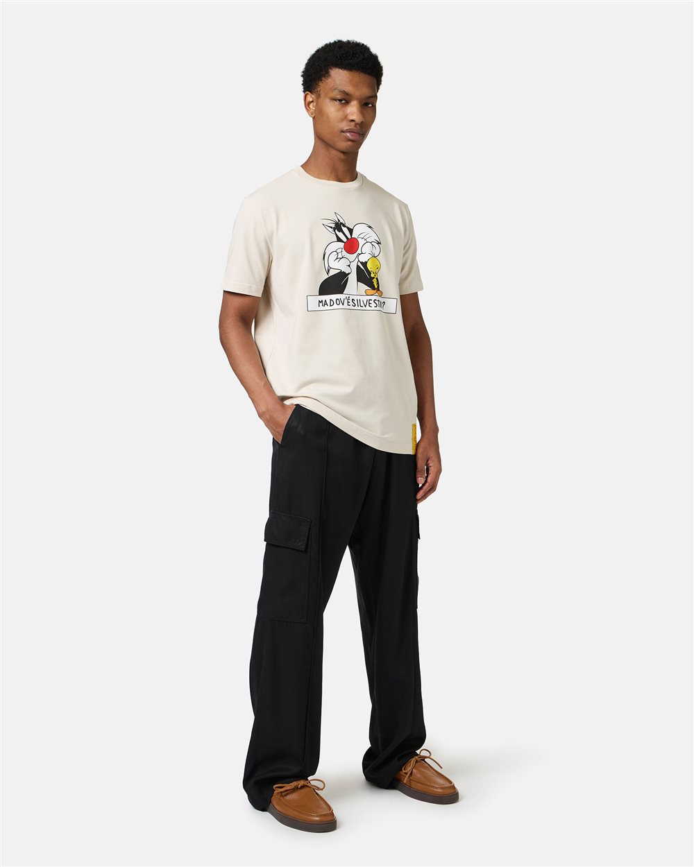 Dusty white sustainable cotton T-shirt with Looney Tunes print - Iceberg - Official Website