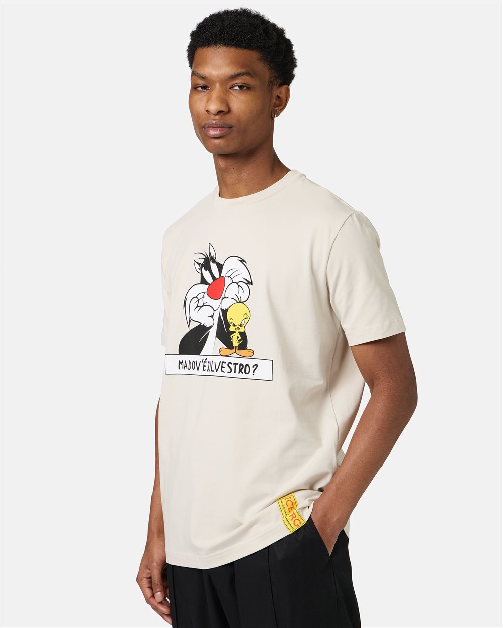 Dusty white sustainable cotton T-shirt with Looney Tunes print - Iceberg - Official Website