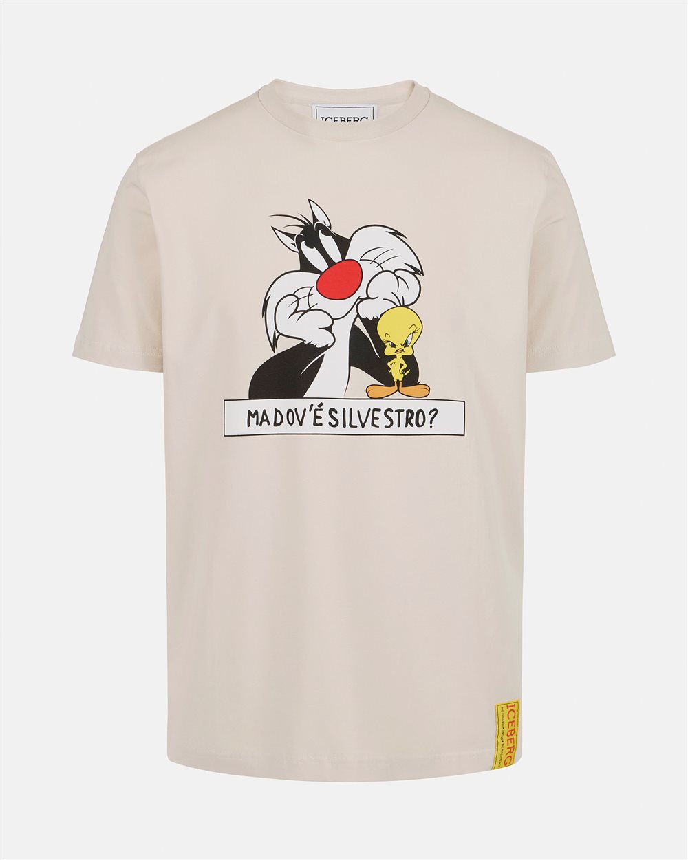 Dusty white sustainable cotton T-shirt with Looney Tunes print - Iceberg - Official Website