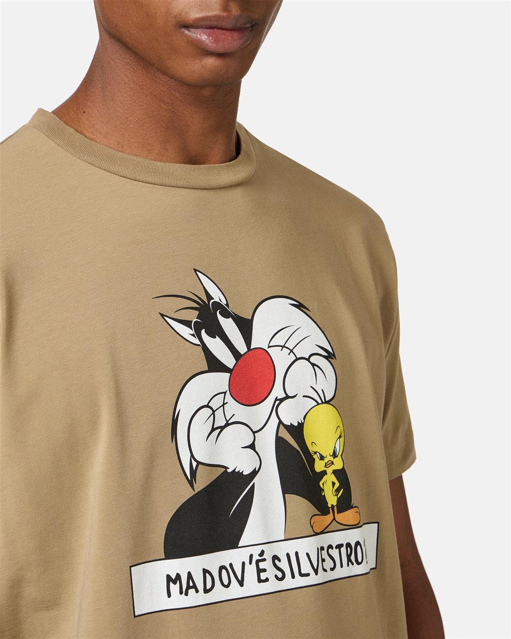 Fangogrünes T-Shirt aus nachhaltiger Baumwolle mit Looney Tunes-Print - Iceberg - Official Website