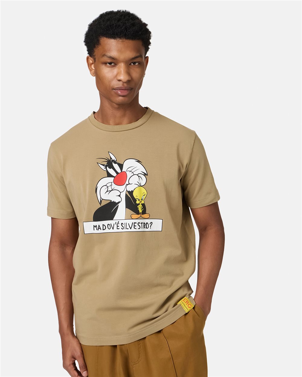 Fangogrünes T-Shirt aus nachhaltiger Baumwolle mit Looney Tunes-Print - Iceberg - Official Website