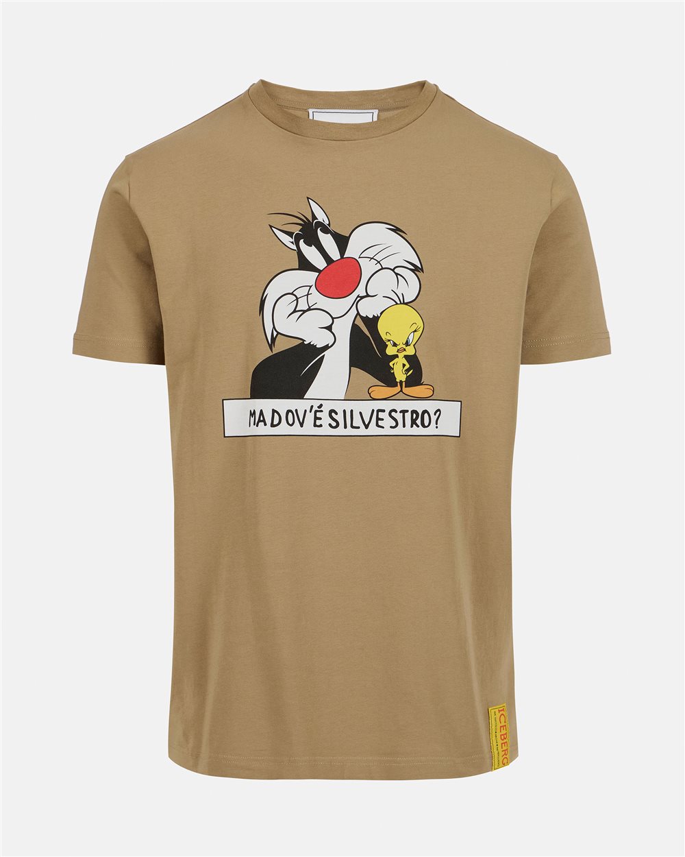 Fangogrünes T-Shirt aus nachhaltiger Baumwolle mit Looney Tunes-Print - Iceberg - Official Website