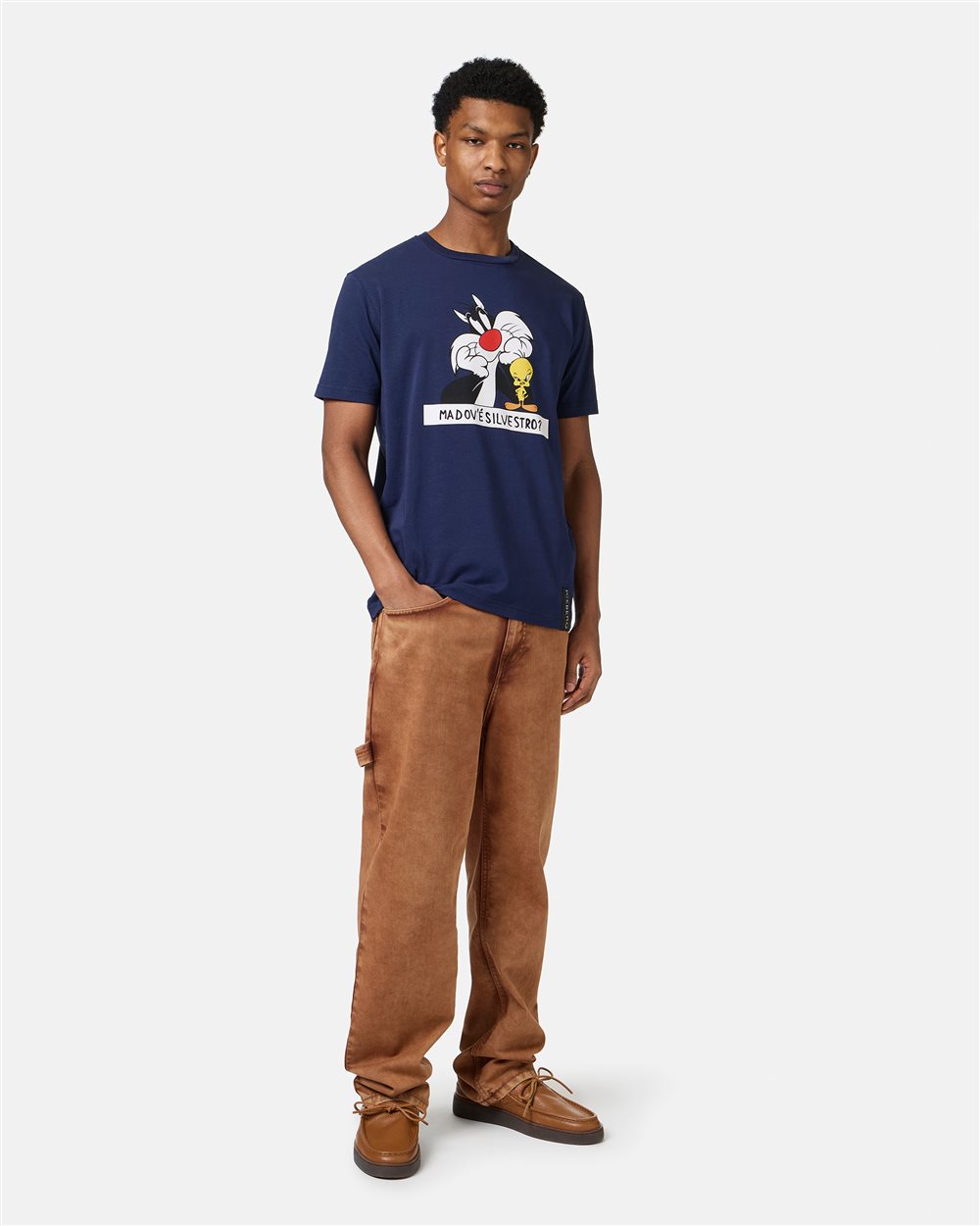 Sustainable cotton blue T-shirt with Looney Tunes print - Iceberg - Official Website