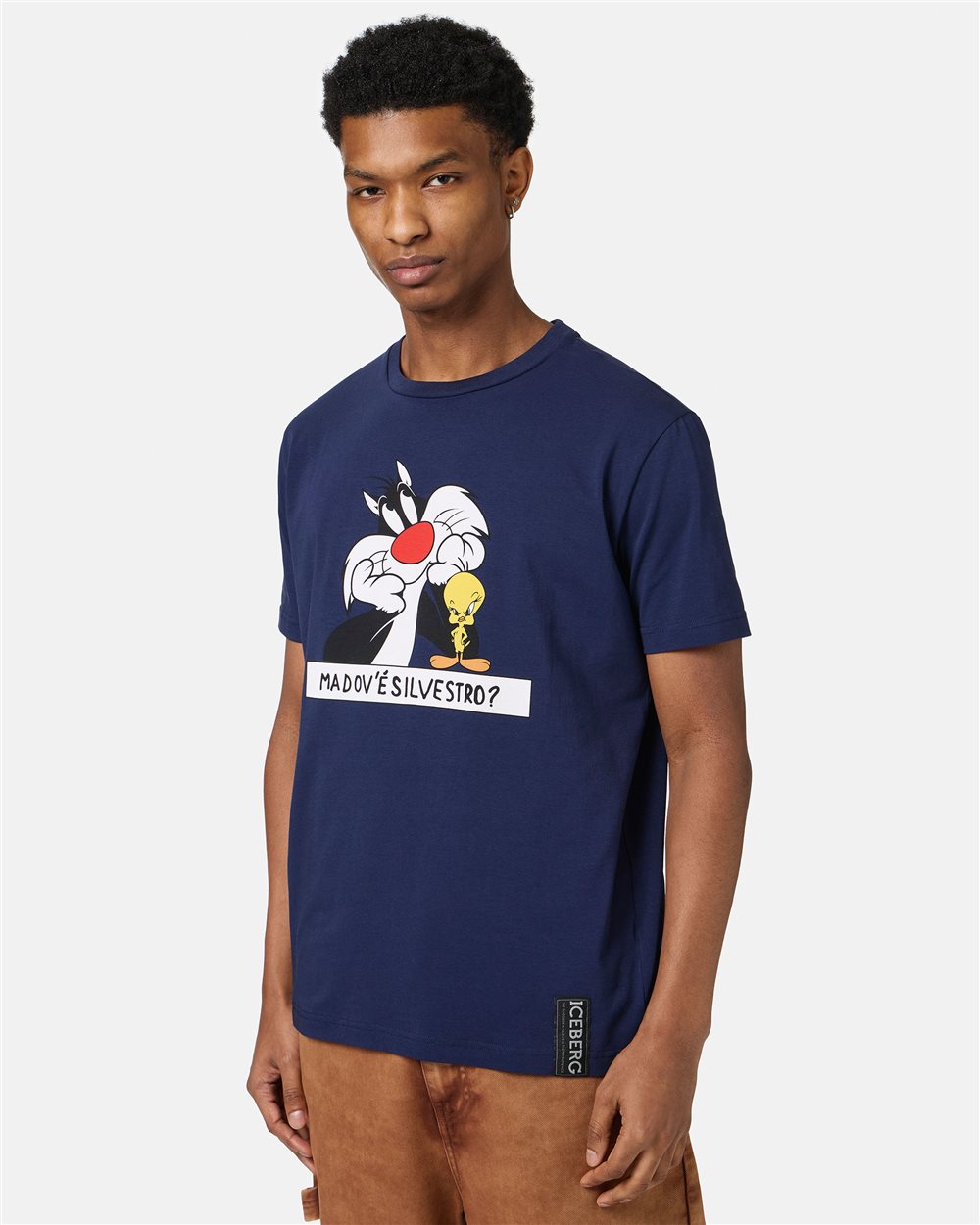 Sustainable cotton blue T-shirt with Looney Tunes print - Iceberg - Official Website
