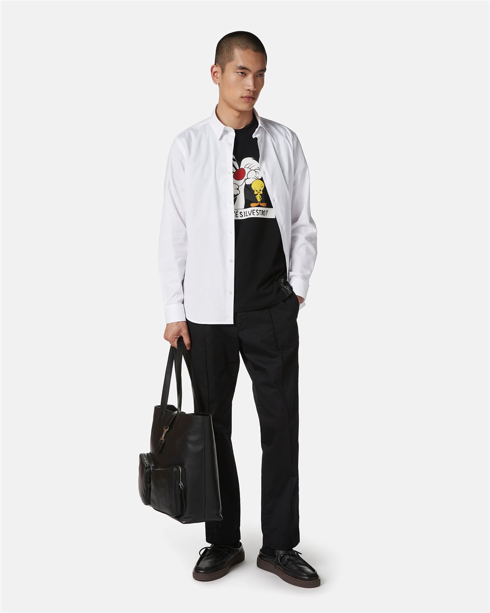 Schwarzes T-Shirt aus nachhaltiger Baumwolle mit Looney Tunes-Print - Iceberg - Official Website