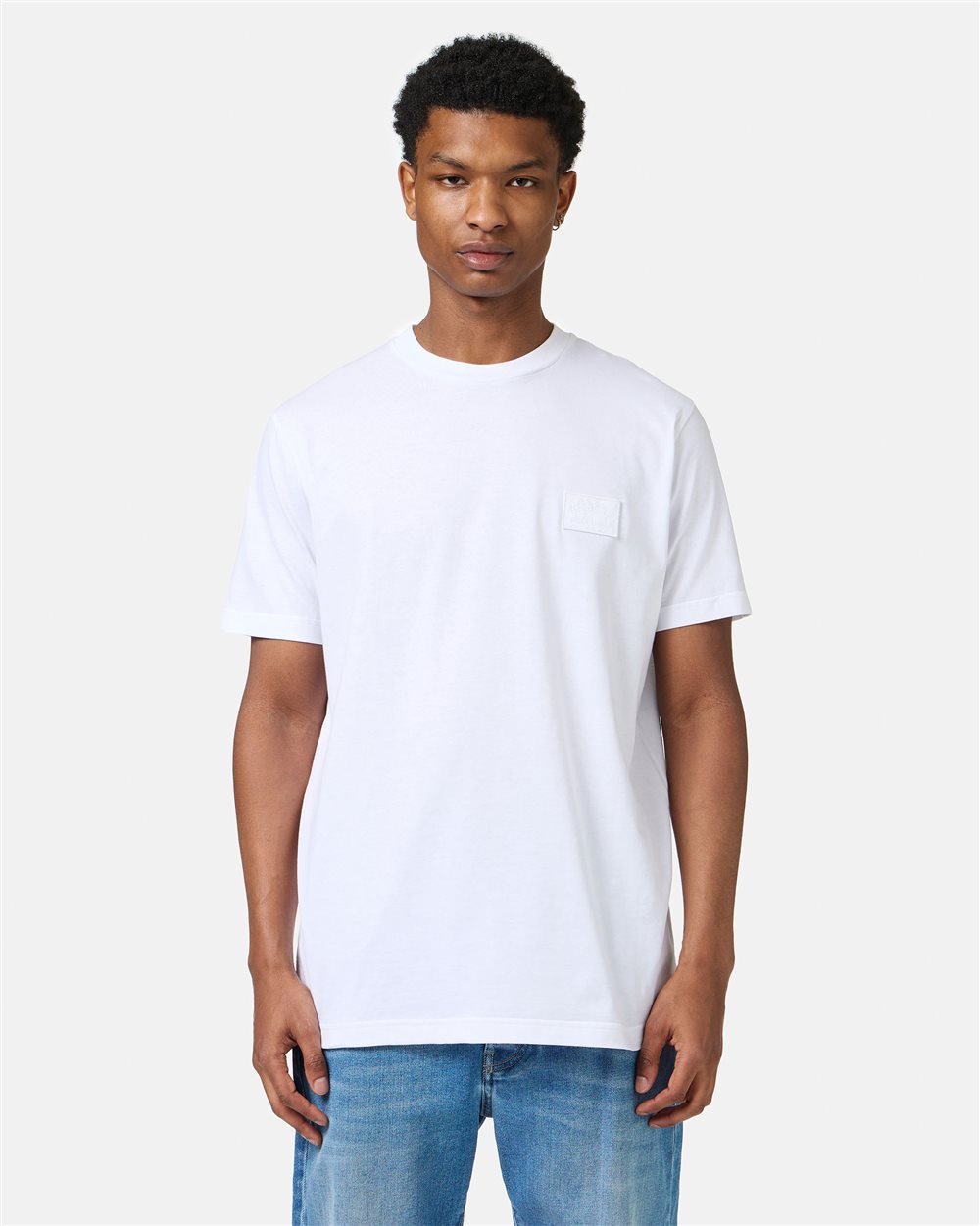 White cotton jersey T-shirt with embroidered Iceberg logo patch - Iceberg - Official Website