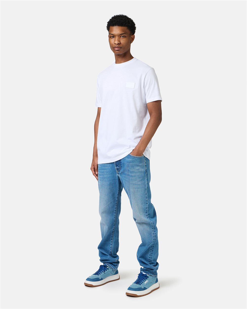 White cotton jersey T-shirt with embroidered Iceberg logo patch - Iceberg - Official Website