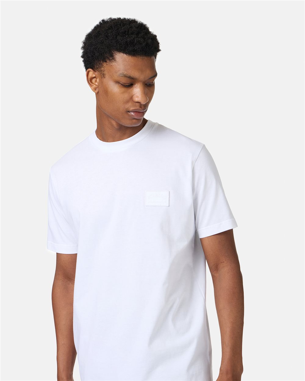 White cotton jersey T-shirt with embroidered Iceberg logo patch - Iceberg - Official Website