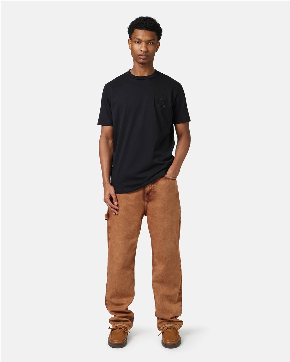 Black cotton jersey T-shirt with embroidered Iceberg logo patch - Iceberg - Official Website
