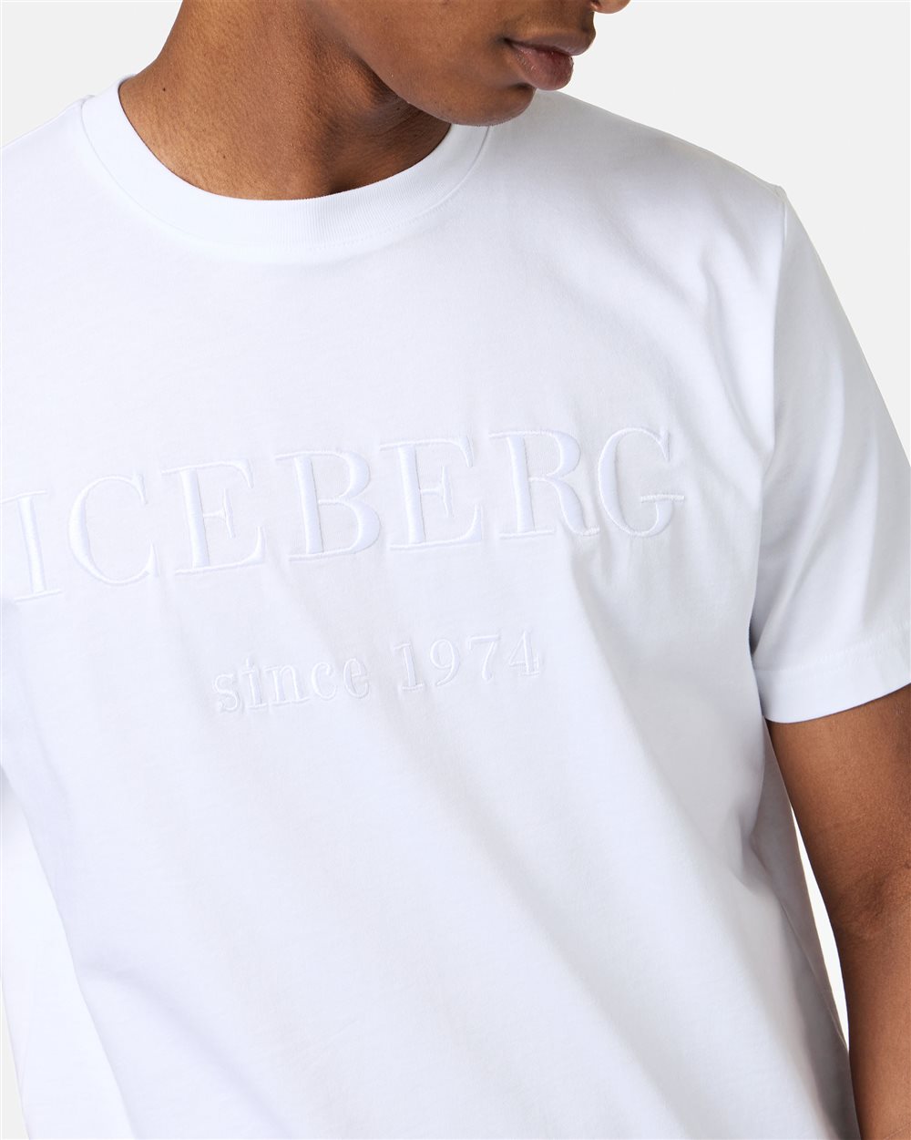 White carry-over cotton T-shirt with institutional logo embroidery - Iceberg - Official Website