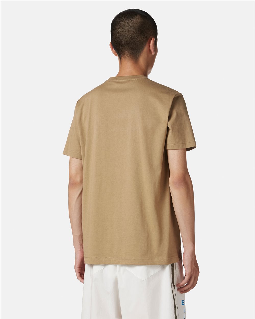 Mud-colored carry-over cotton T-shirt with institutional logo embroidery - Iceberg - Official Website