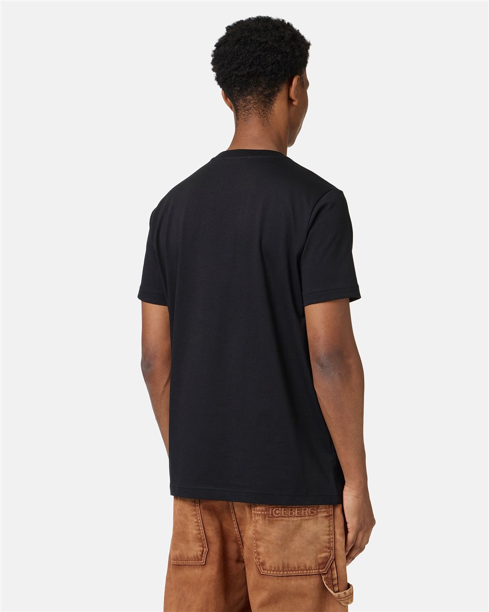 Schwarzes Carry-over-T-Shirt aus Baumwolle mit Logostickerei - Iceberg - Official Website