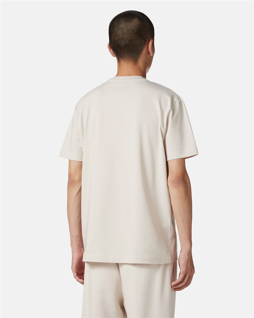 Slim-fit powder-colored sustainable stretch cotton T-shirt with Poppy print - Iceberg - Official Website