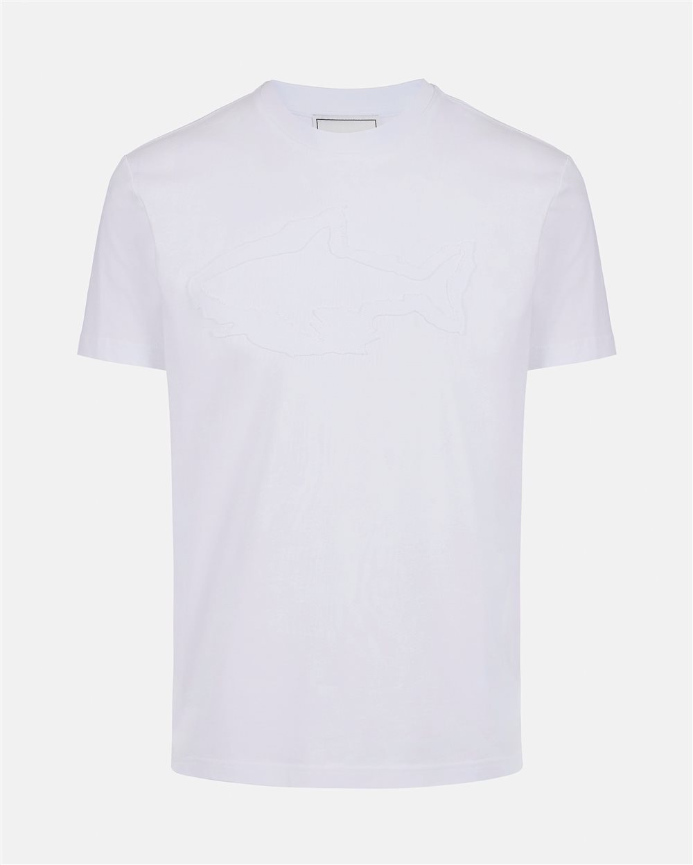 Slim-fit white cotton T-shirt with Shark detail and logo print - Iceberg - Official Website