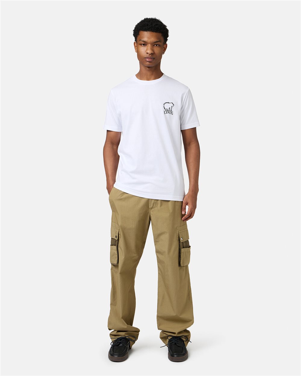 White slim fit cotton T-shirt with Bear print - Iceberg - Official Website