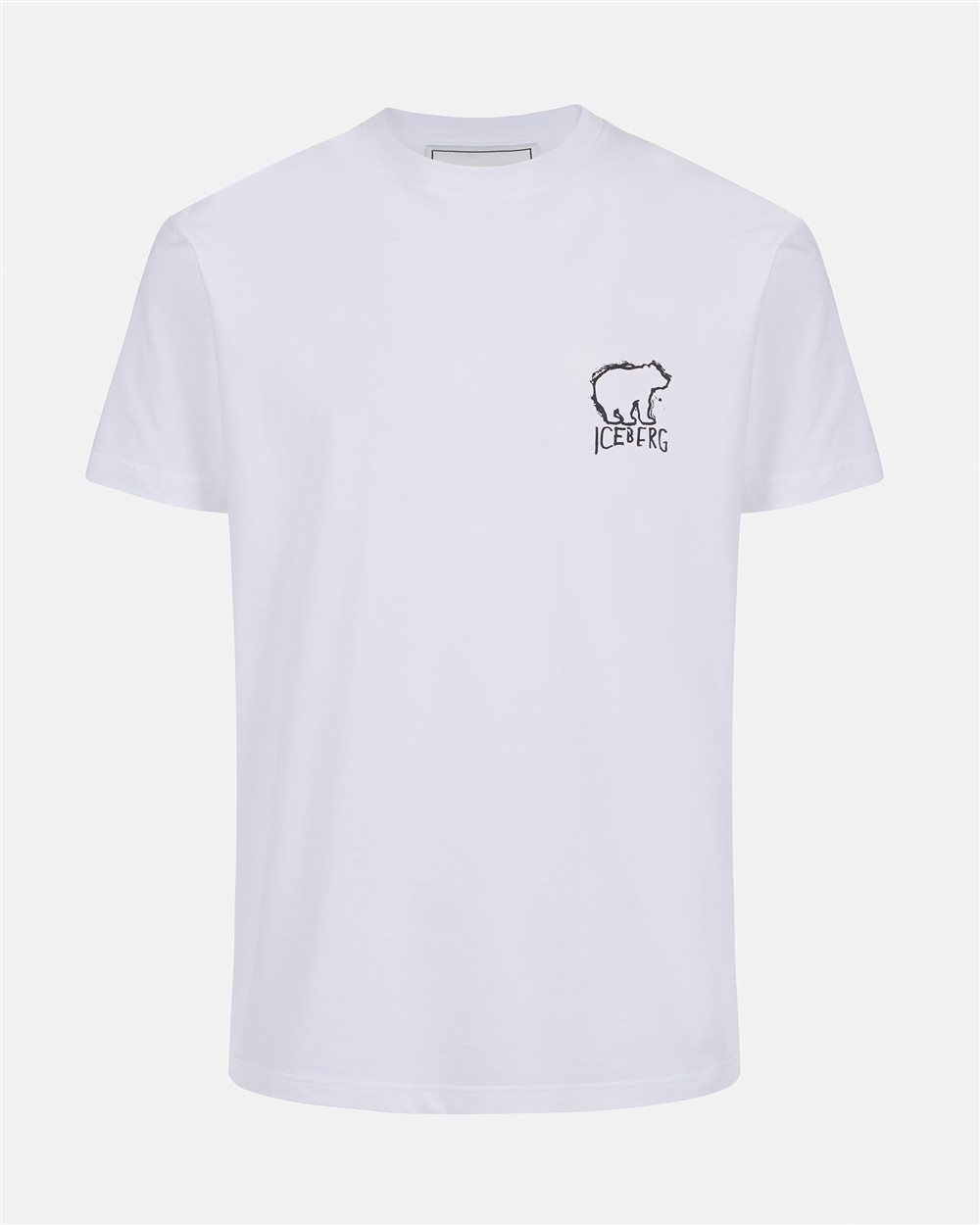 White slim fit cotton T-shirt with Bear print - Iceberg - Official Website