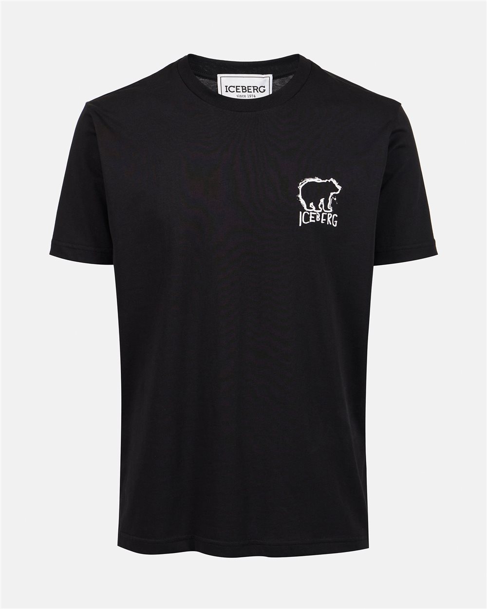 T-shirt nera slim fit in cotone con stampa Bear - Iceberg - Official Website