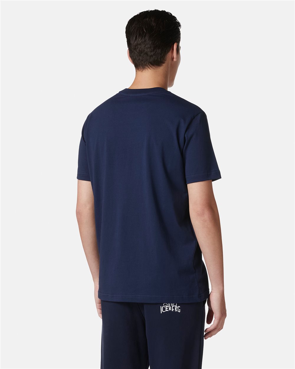 Blue slim fit cotton T-shirt with Bear print and Iceberg logo - Iceberg - Official Website