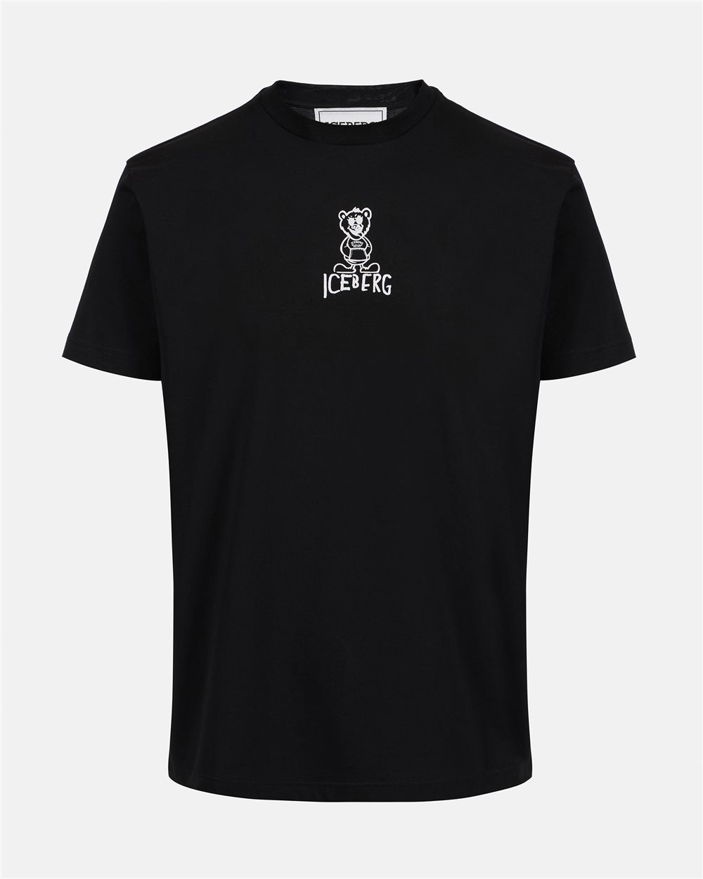 Black slim fit cotton T-shirt with Bear print and Iceberg logo - Iceberg - Official Website