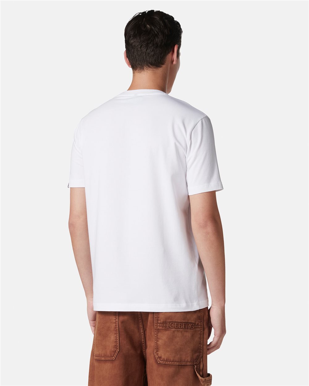 Slim-fit white T-shirt in sustainable cotton jersey - Iceberg - Official Website