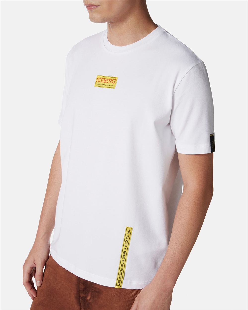 Slim-fit white T-shirt in sustainable cotton jersey - Iceberg - Official Website