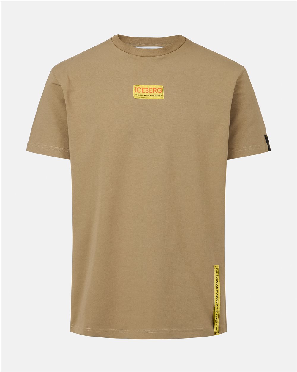 Slim-fit mud-colored T-shirt in sustainable cotton jersey - Iceberg - Official Website