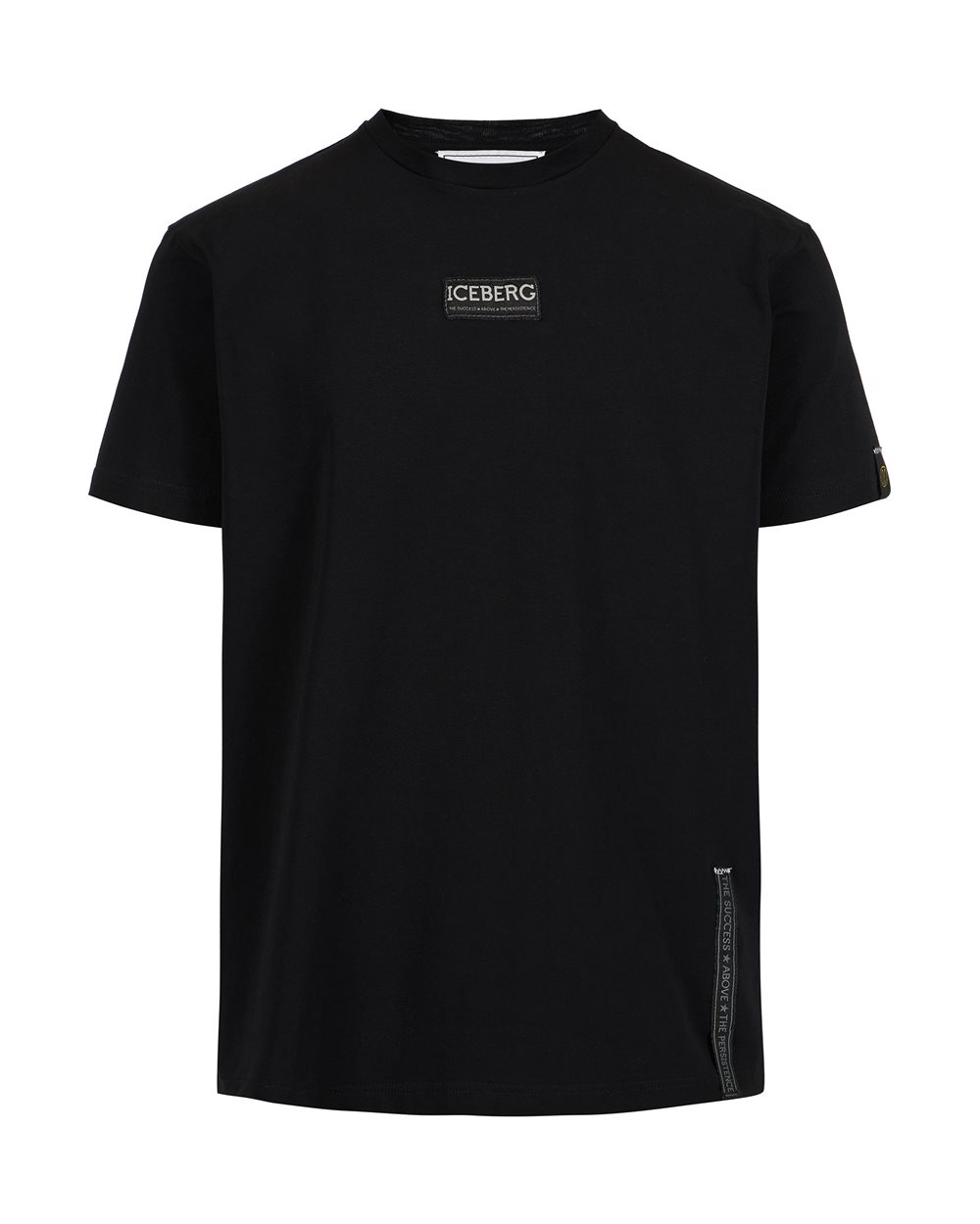 Slim-fit black T-shirt in sustainable cotton jersey - Iceberg - Official Website