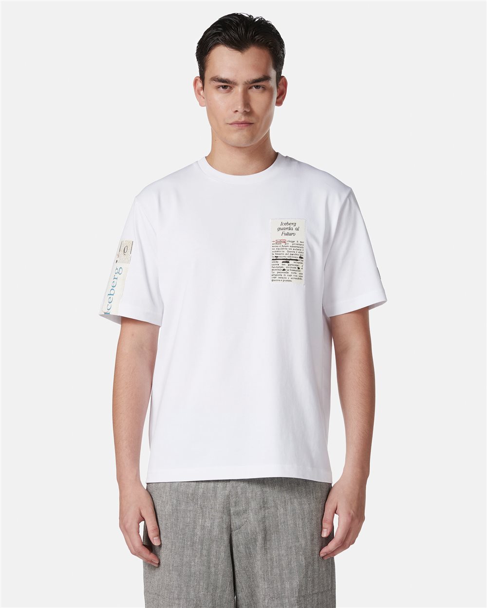 Regular fit white cotton jersey t-shirt - Iceberg - Official Website