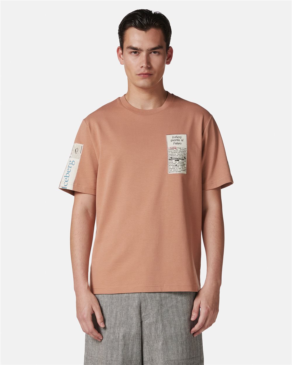 Regular-fit cotton jersey color terracotta T-shirt - Iceberg - Official Website