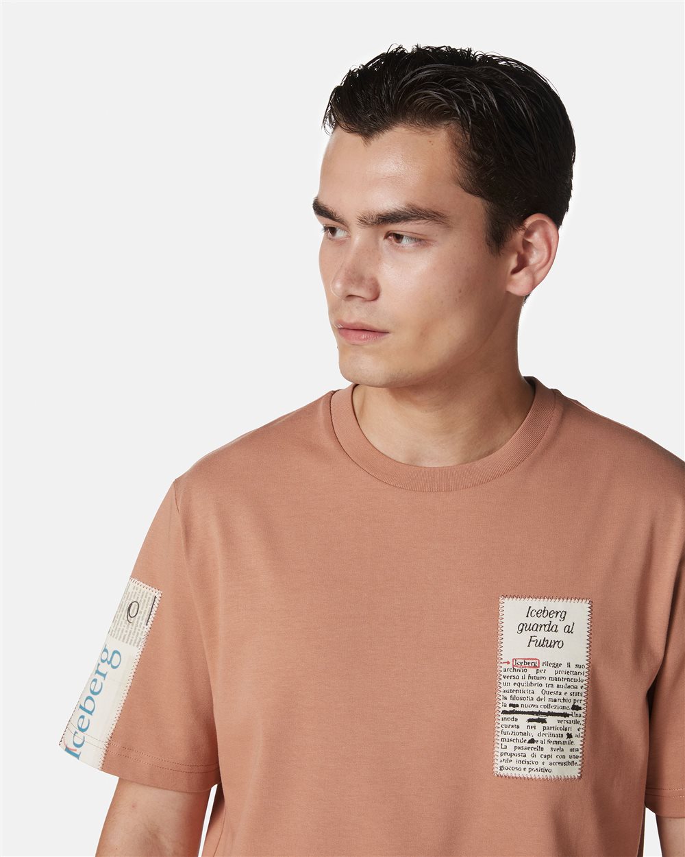 Regular-fit cotton jersey color terracotta T-shirt - Iceberg - Official Website